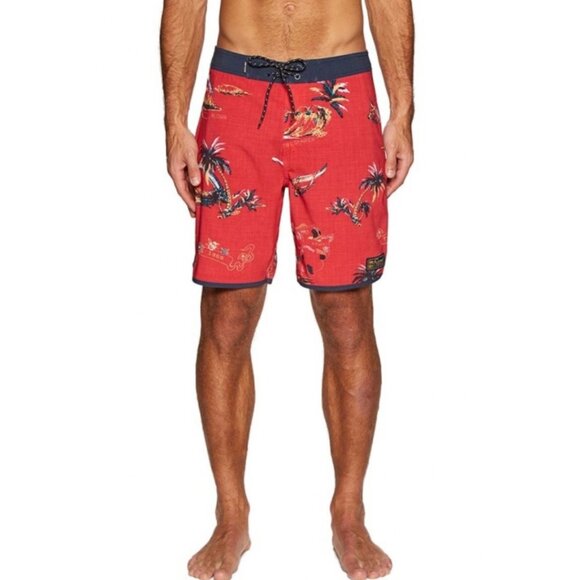RIP CURL MIRAGE Red + Black "Aloha" Velzy Men's Board Shorts Trunks NWOT Size 38 - Picture 1 of 10